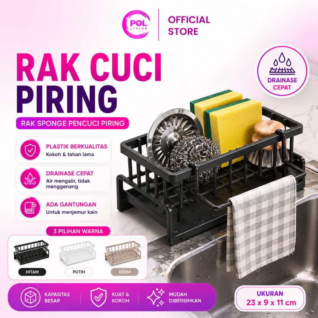 POL - Rak Cuci Piring Plastik Sponge