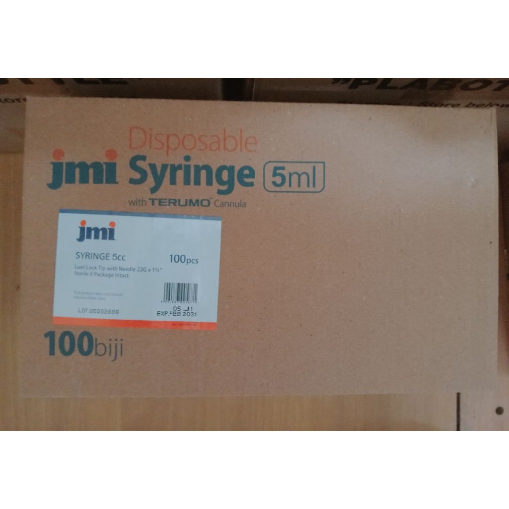 Jmi Disposable Syringe 5ml 100 Pcs Dengan Terumo Cannula Steril Luer Lock