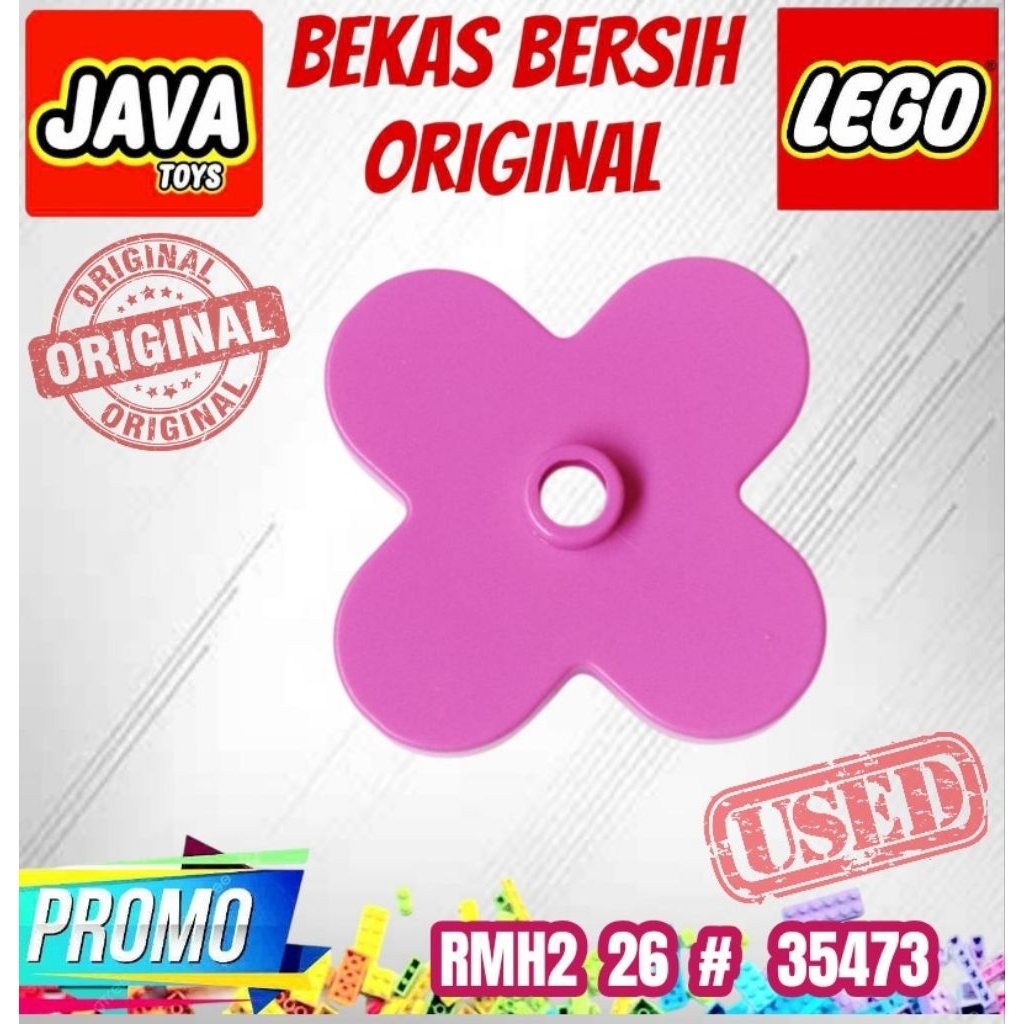 PART LEGO CITY ORI ( RMH2 26 # 35473 ) LEGO CITY Plant Flower 4 x 4 Rounded Petals Bekas Layak Pakai
