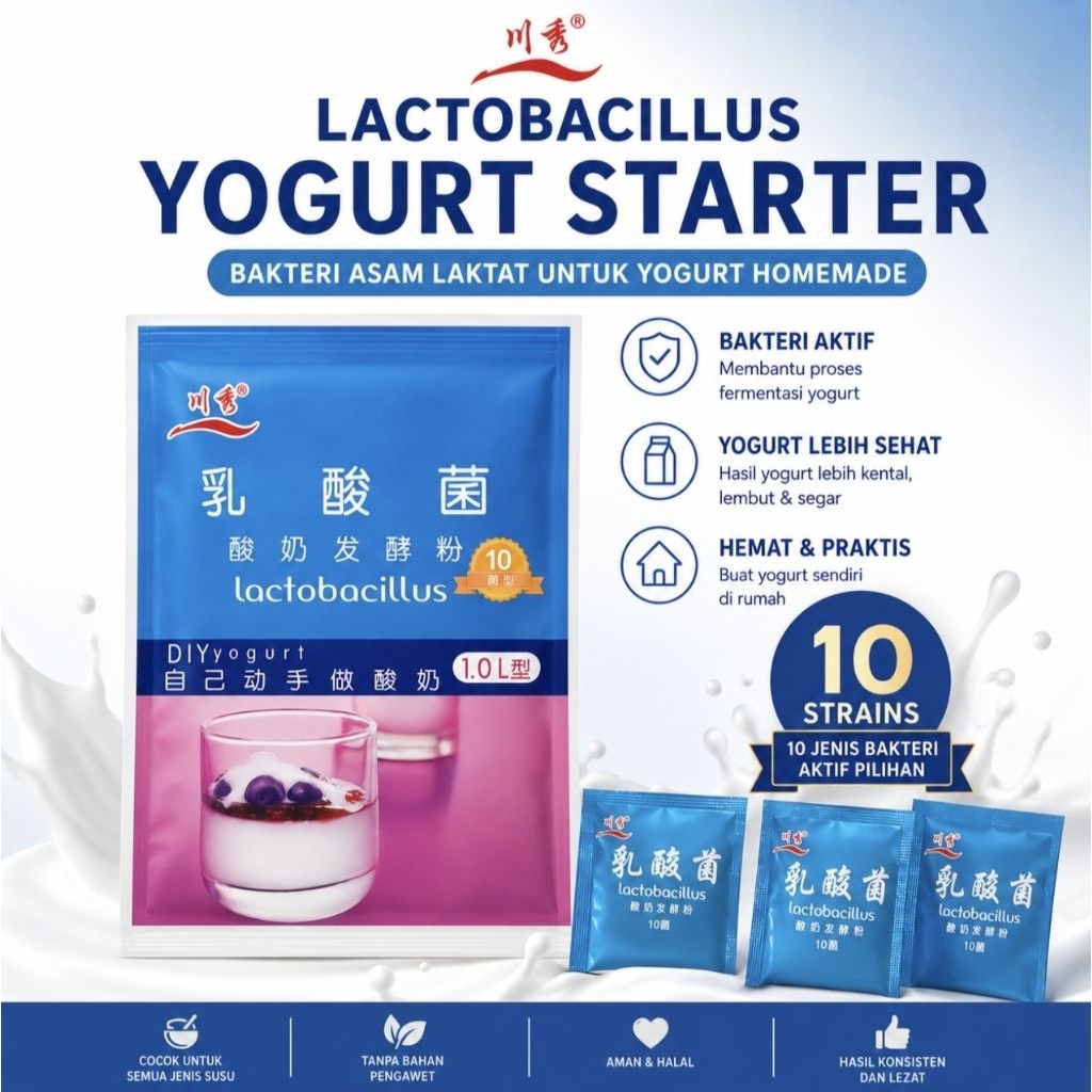Starter yogurt | YOMART | bibit yogurt | bubuk yogurt | Yogurt Culture | Premium 10 Probiotik | Lact
