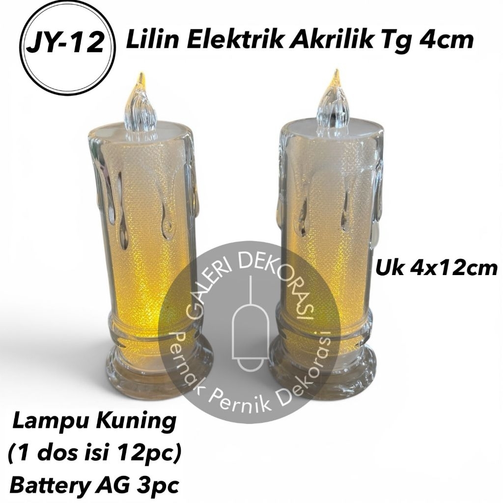 Lilin ELektrik Transparan (JY12) / Lilin Elektrik Tabung Akrilik JY 17/18 Smokeless Candle / JY19 Li