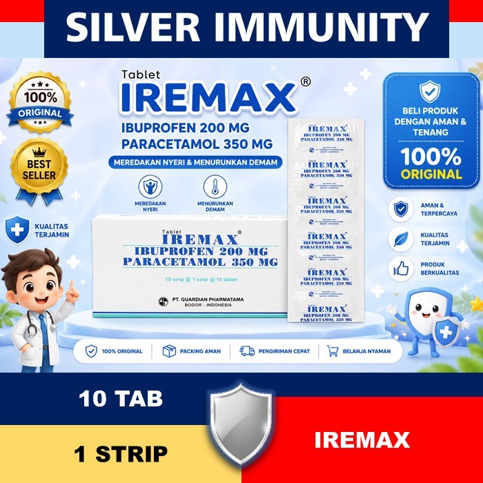 IREMAX STRIP ISI 10 TABLET PEREDA PANAS DAN NYERI ORIGINAL PARACETAMOL IBUPROFEN TABLET