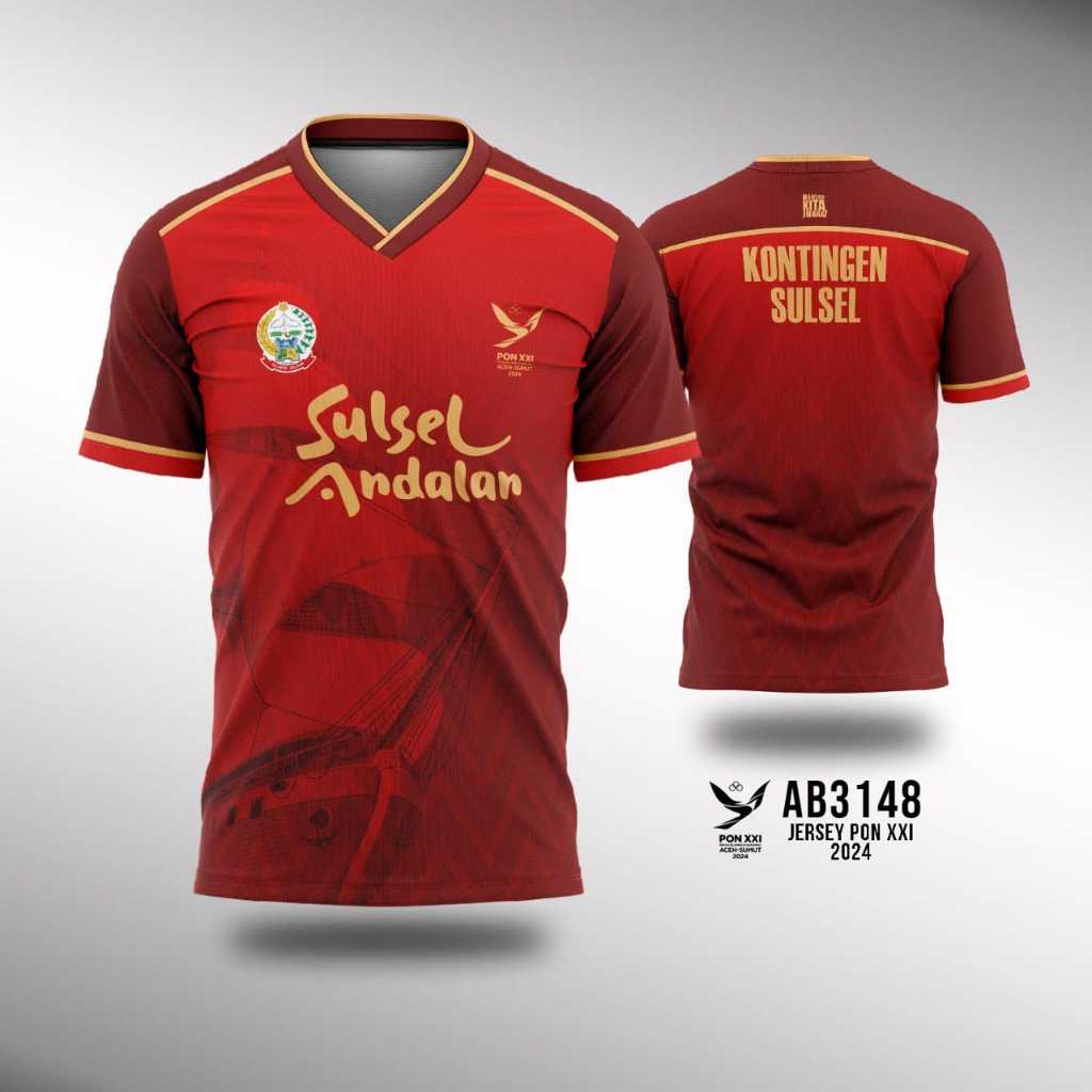 Kaos Jersey AB3148 - Jersey PON XXI Aceh 2024 - Kontingen Sulawesi Selatan - XS-5XL