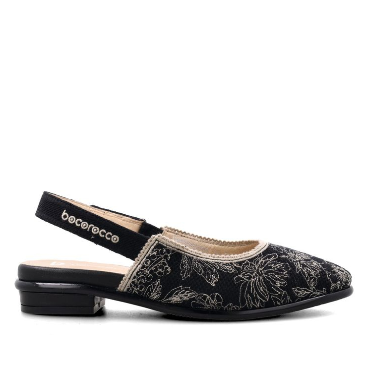 Bocorocco D. Coco 31A Nero - Sepatu Mule Flat Wanita Kulit Asli Embroidery