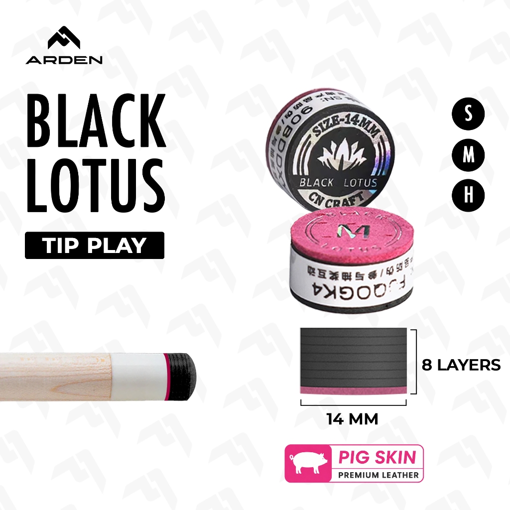 Cue Tip ARDEN Black Lotus - Tip Biliar 8 lapis 14mm