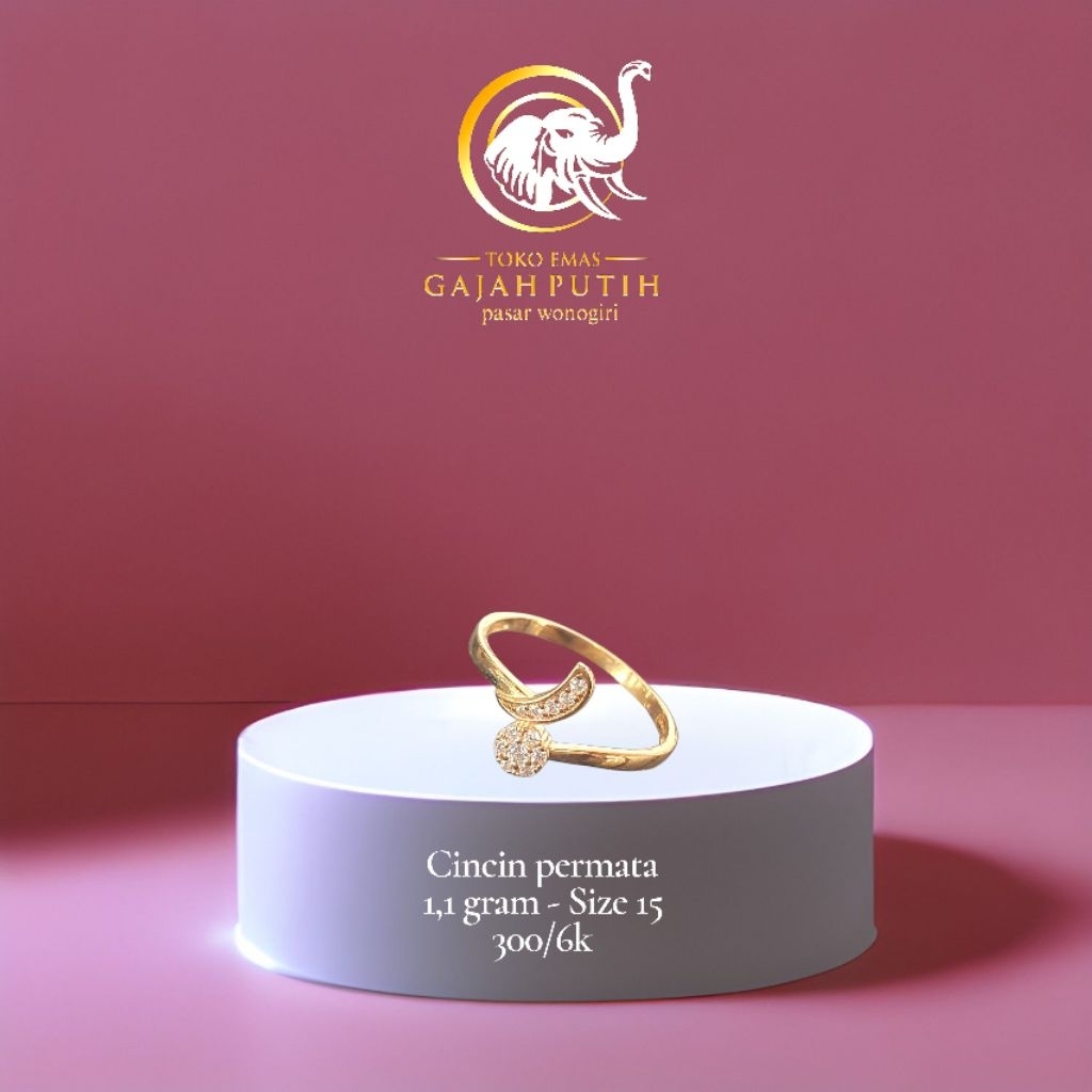 Cincin emas permata 1.1 gram