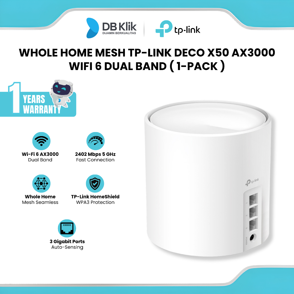 TP-Link Whole Home Mesh Deco X50 AX3000 WiFi 6 Dual Band ( 1-Pack )