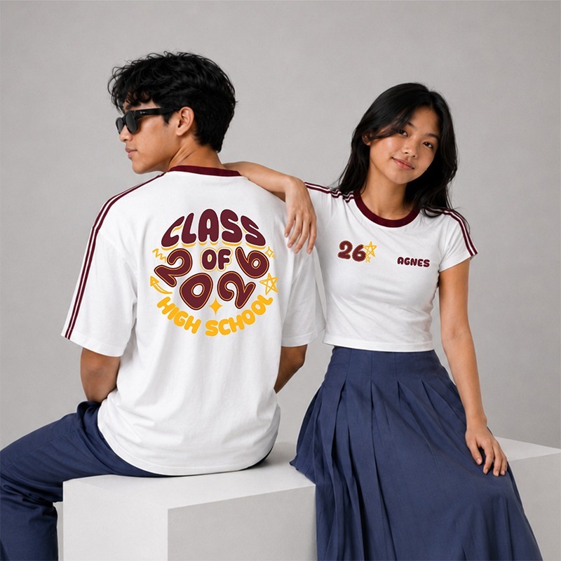 Kepstore - Kaos Ringer Baby Tee & Ringer Tee Reguler Custom High School V2 - Kaos Custom - Cotton Co