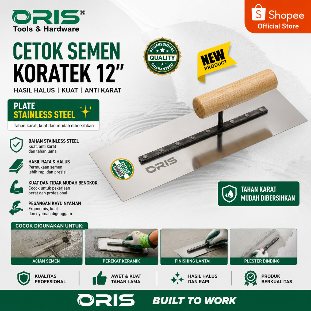 CETOK SEMEN PAPAK 12" STAINLESS MEREK ORIS / CETOK SEMEN STAINLESS