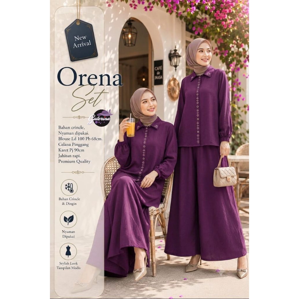 Orena Setelan Bahan crincle