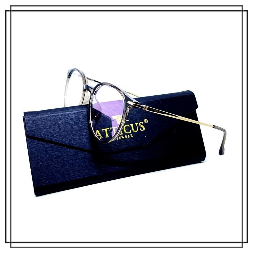 FRAME KACAMATA BULAT TITANIUM ATTICUS 65032 Model Keren Elegan Gagang LENTUR Kualitas Bagus ORIGINAL