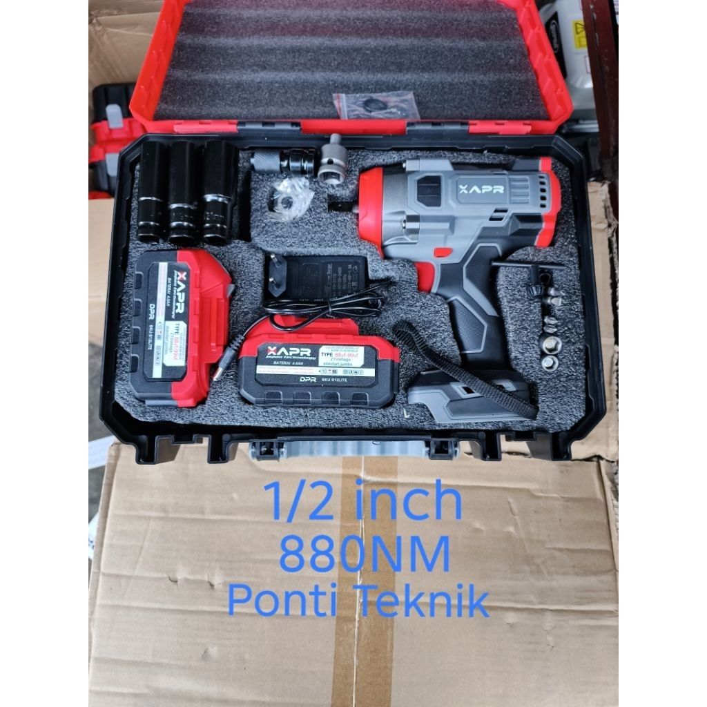 Bor impact/impek/buka baut APR 33PROMAX-M 1/2 inch 880NM 2 baterai (10 cells)
