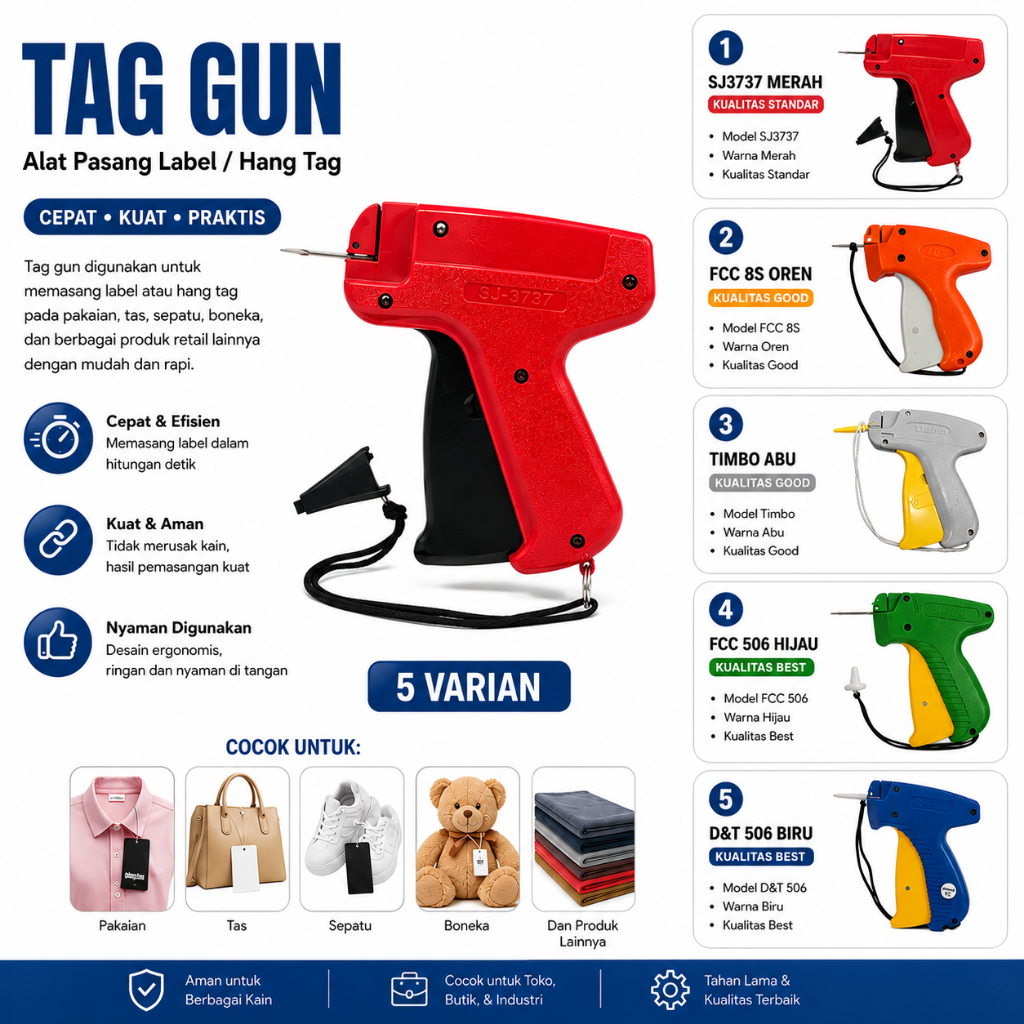 QIDA Tag Gun Tembakan Label Baju (Standard Quality)