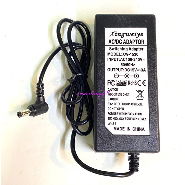 AC DC Charger 15V 3A 45W Switching Adaptor 15 V 3 A 45 W Power Supply 15 volt 3 amper 45 watt