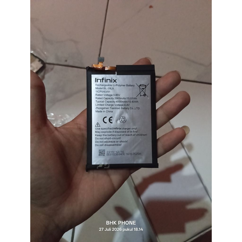 baterai cabutan infinix smart 4