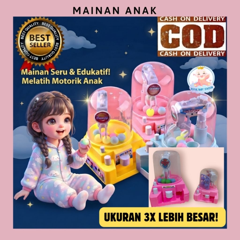 LEBIH BESAR Mainan Anak Mesin Capit Tanpa Baterai Seru