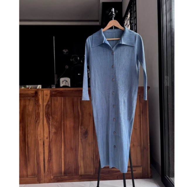 DUMA OFFICIAL Blue Pleated Dress Pleats Grenoa Genoa Greno Parlene Tessa Jareth Ariel Sweater Top Ou