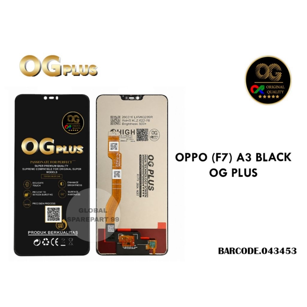 (OG PLUS) LCD TOUCHSCREEN OPPO F7 / OPPO F7 PRO / OPPO A3 BLACK OG PLUS ORIGINAL