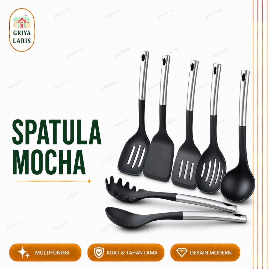 Shenar Spatula Set Centong / Spatula Stainless / Kitchen Utensil Set / Mocha Cooking Utensil - MOCHA