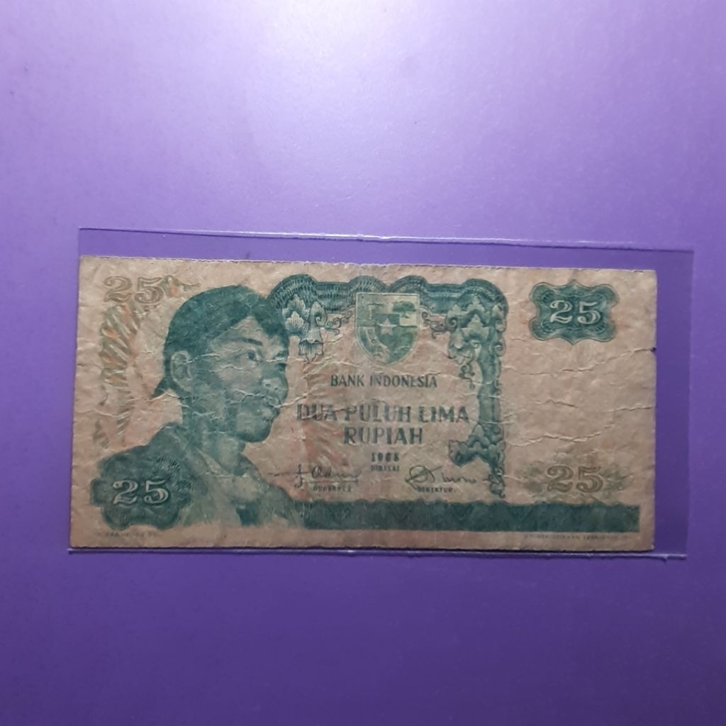 Uang kuno 25 rupiah sudirman tahun 1968