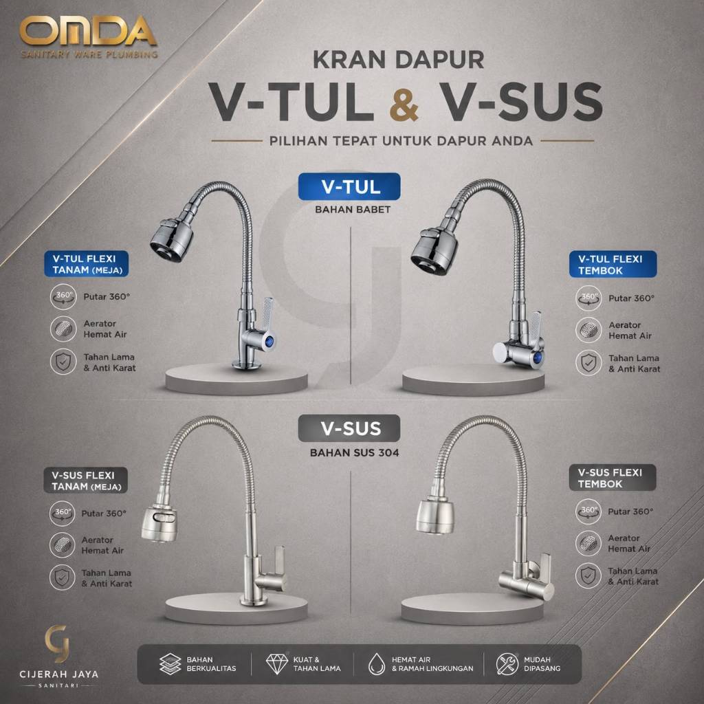 KRAN CUCI PIRING ONDA FLEXIBEL V - TUL / KERAN ANGSA KITCHEN SINK ONDA / KRAN BCP ANGSA DINDING