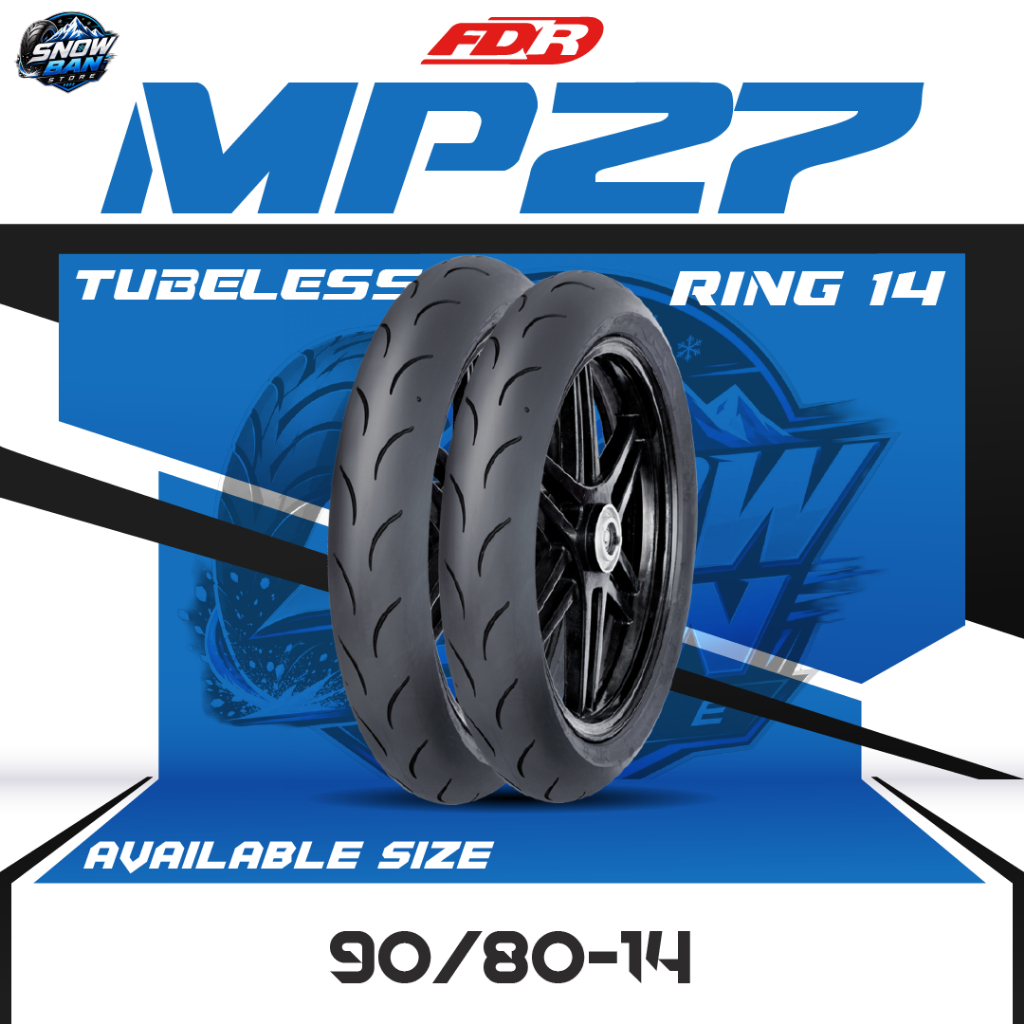 Ban Motor Racing Matic FDR MP27 Racing Ban Tubles 90/80-14 Depan Belakang Soft Compound MP 27