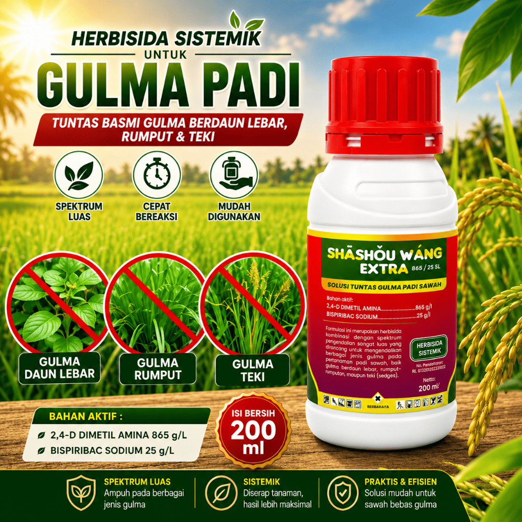 Herbisida Sistemik Selektif Shashou Wang Merah Obat Rumput Khusus Grinting Jawan Lulangan Jongkong