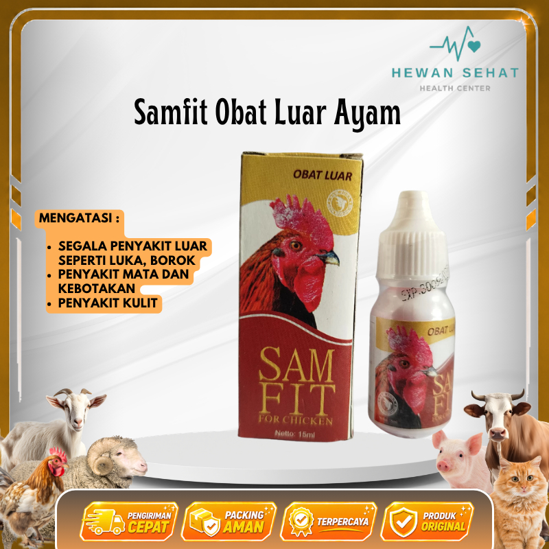 Samfit Obat Ayam Luka Sakit Mata Merah Bengkak Berair Berbusa Snot Borok Obat Luar untuk Ayam 15Ml