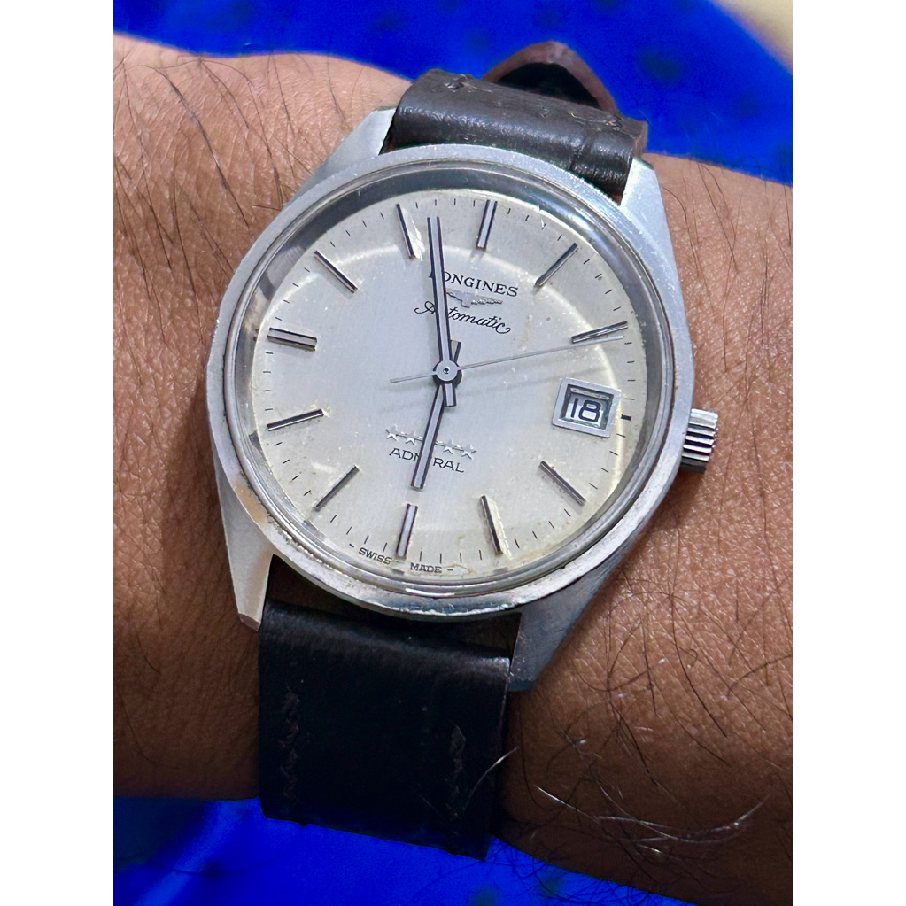 Longines Admiral 5 Star Automatic vintage Champagne Patina with original bracelet and buckle