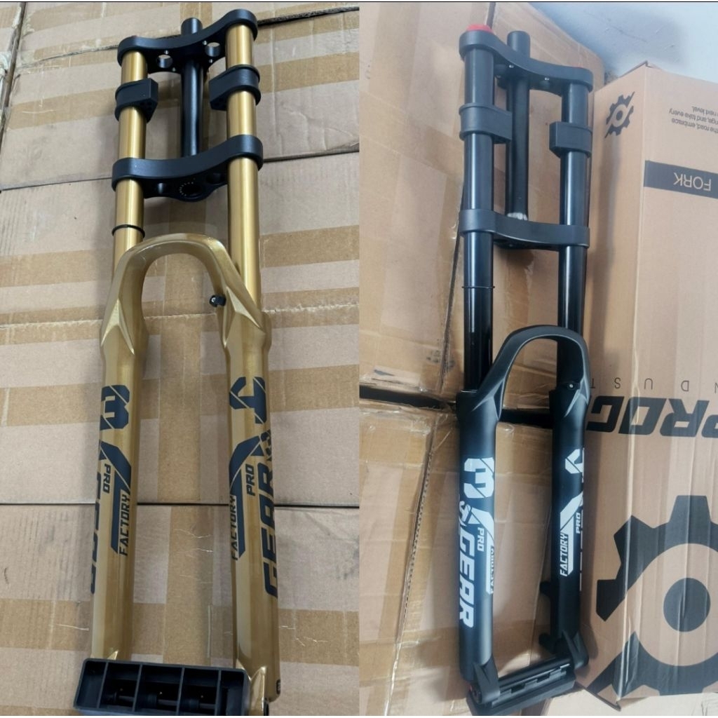 Fork Double Crown Progear Air 29" T180 Boost Black Gold - fork sepeda dual crown - 29 inch travel 18