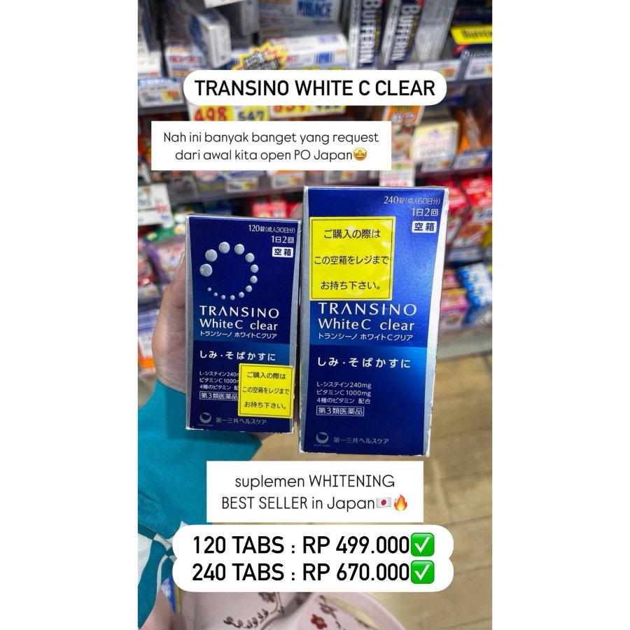 Transino White C Clear & Premium Asli Jepang | Suplemen Pemutih Vitamin C Pencerah Kulit