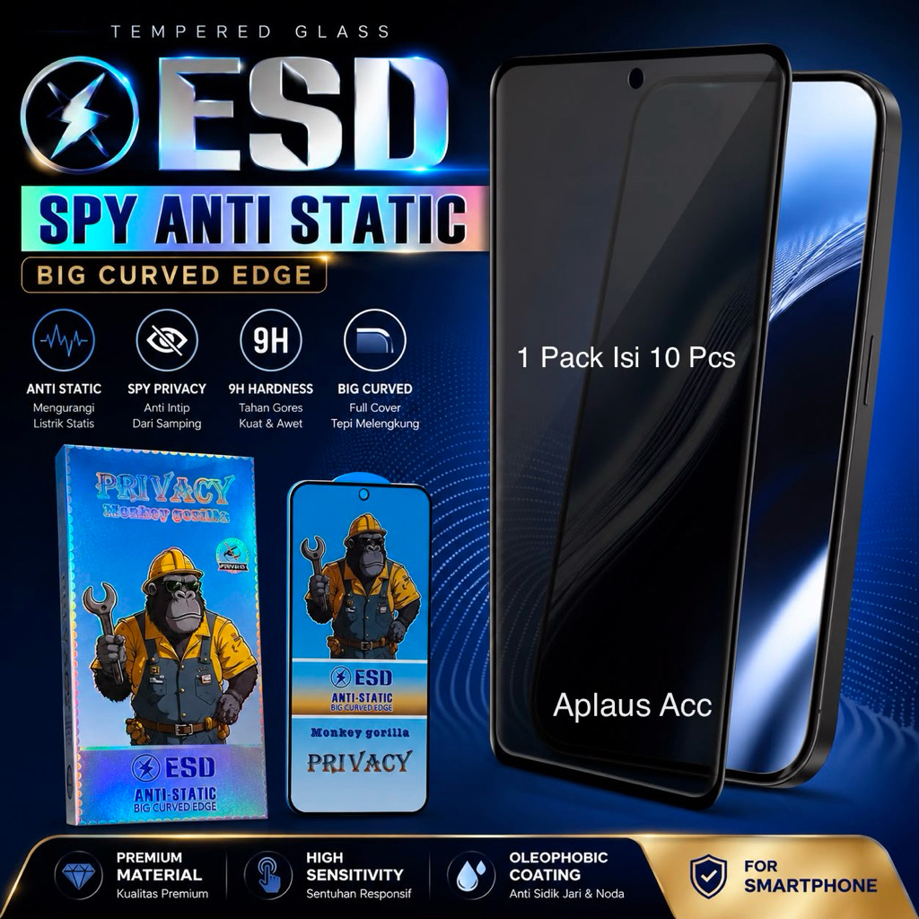 ( harga per box isi 10 pcs ) Tempered Glass ESD Spy Privacy Anti Static Anti Gores Kaca Big Curved Edge Full Cover 9H OPPO