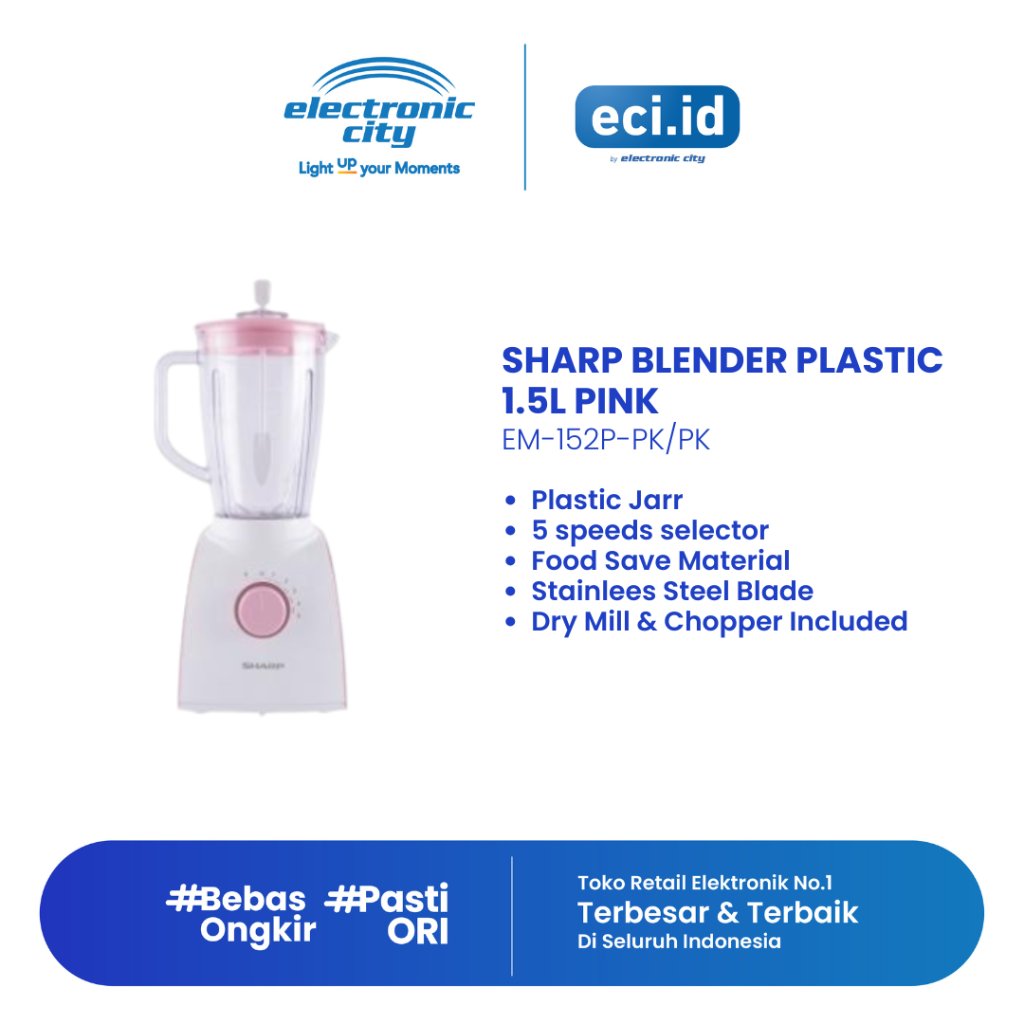 Sharp Blender Plastic 1.5 L Pink - EM-152P-PK/PK