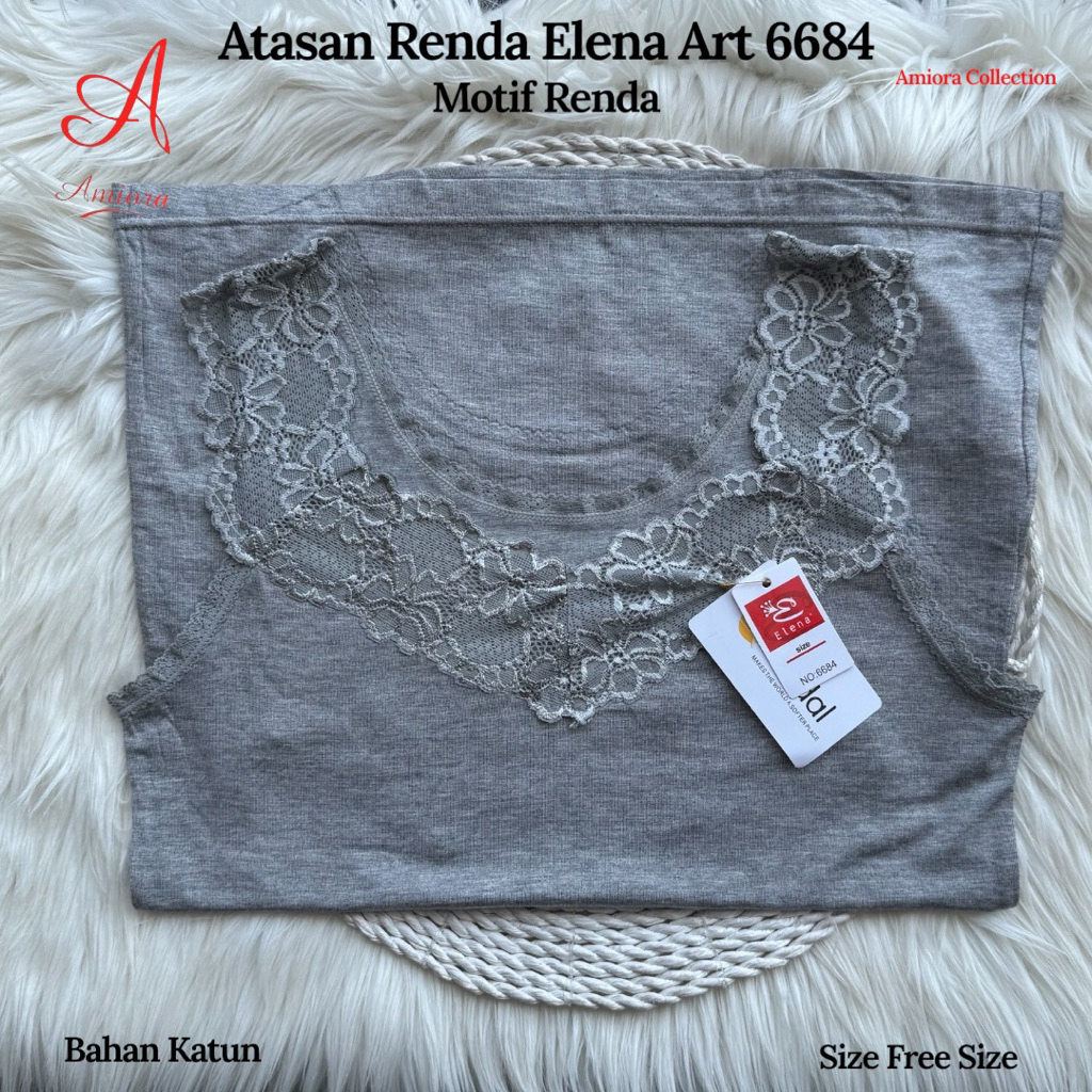 Tanktop Wanita Elena 6684 Renda Premium Tali Lebar Katun Lembut All Size