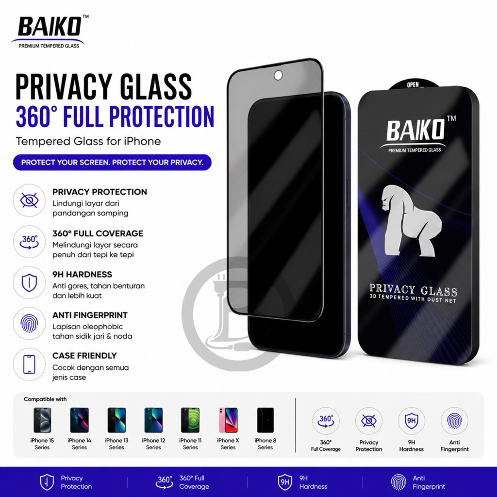 Tempered Glass iPhone Baiko 360° Privacy Glass Premium