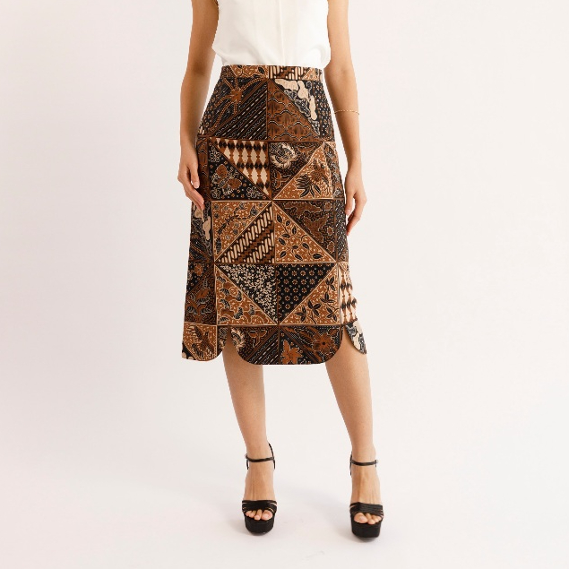 Melvee Batik - Ratri Skirt  - Bawahan Wanita Rok Batik Modern Midi