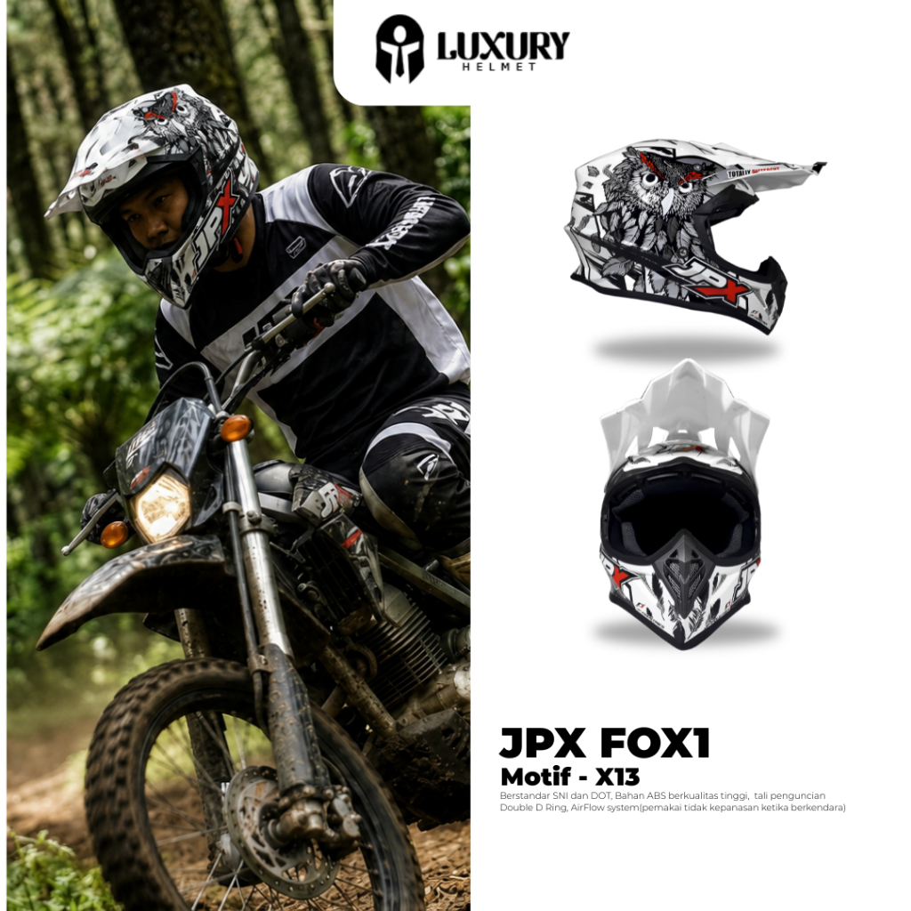 Helm Keren - Helm JPX FOX1 - X13 -  LUCKY SEVEN - Helm FullFace - Offroad - MotoCross - Helm Murah
