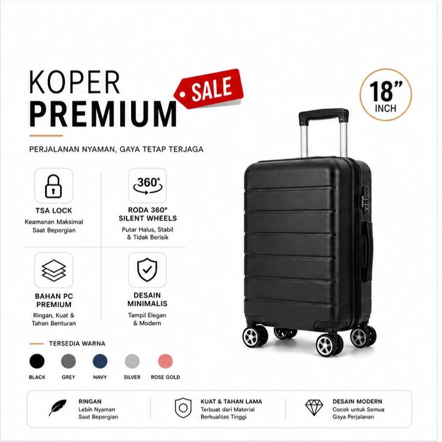 Koper 18 inch  Koper Kokoh Tahan Banting Koper Cabin Sedang Koper18 inch FREE ONGKIR Jakarta depok t