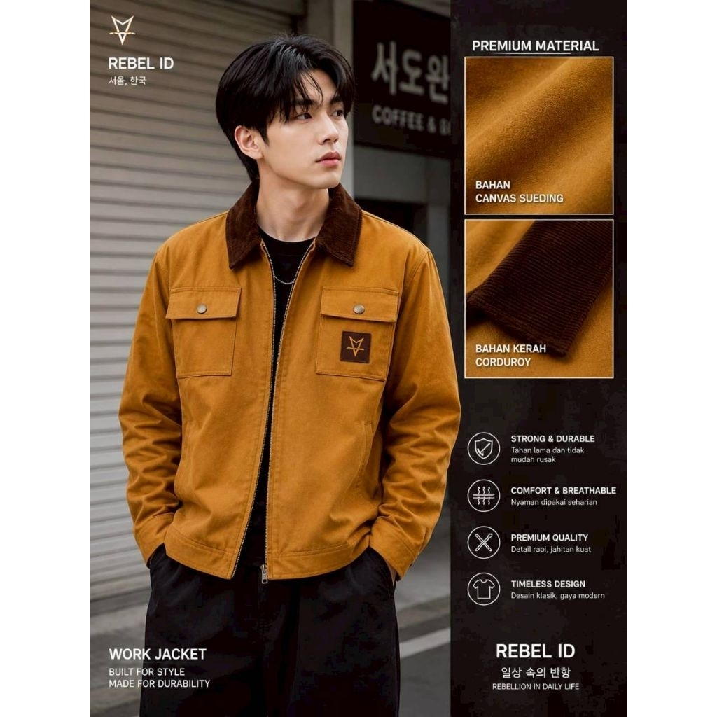 Work Jaket Distro Rebel id Bahan Canvas