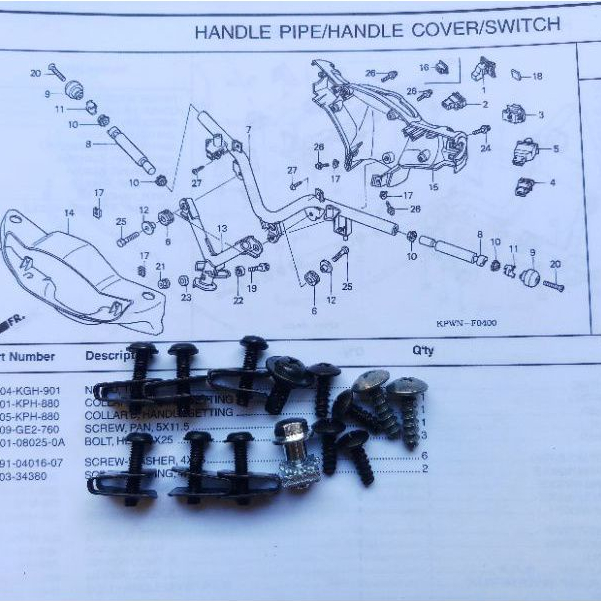 Baut Batok Lampu set Honda Kirana 125