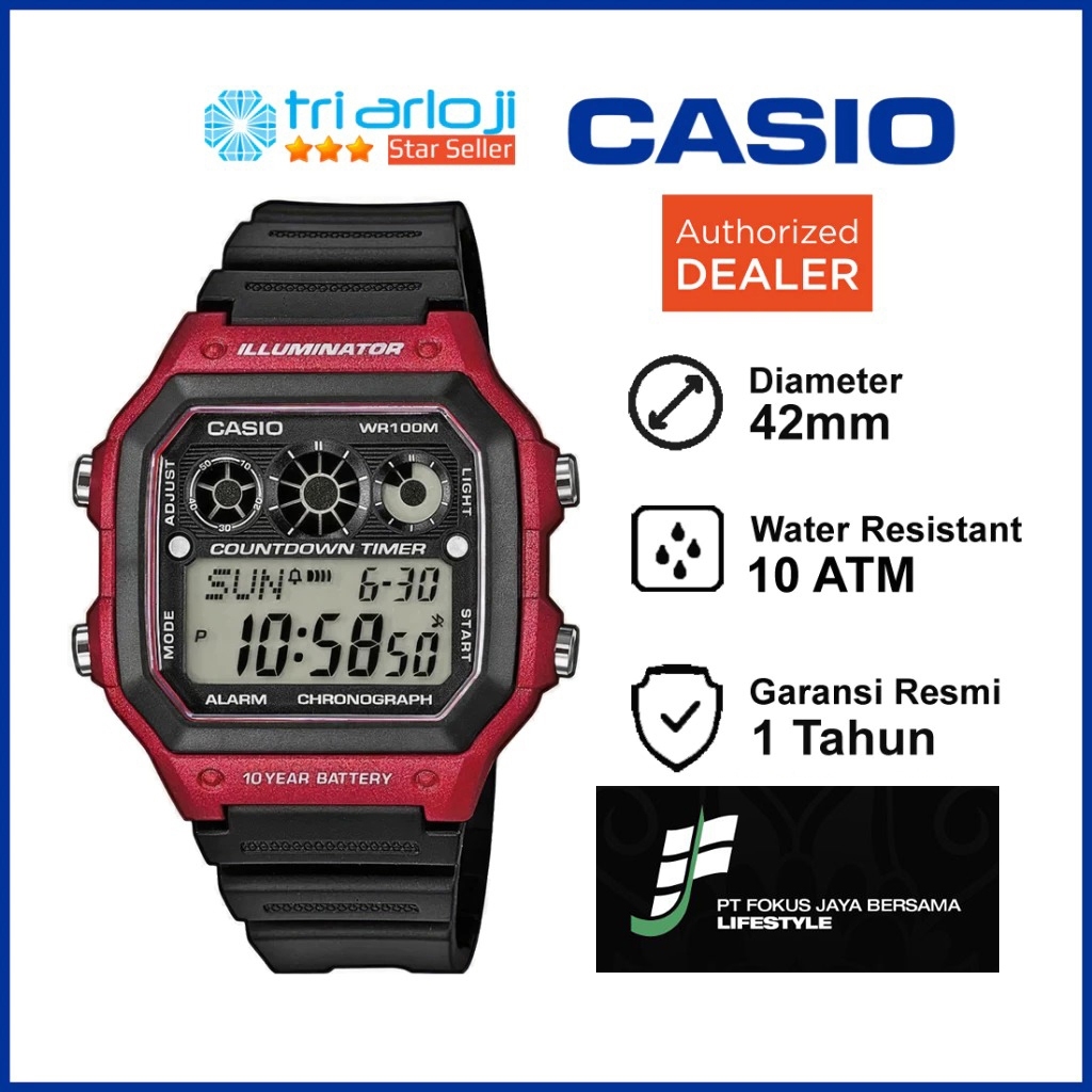CASIO AE-1300WH-4AVDF Jam Tangan Pria Digital Strap Hitam Rubber AE-1300WH-4A AE1300WH
