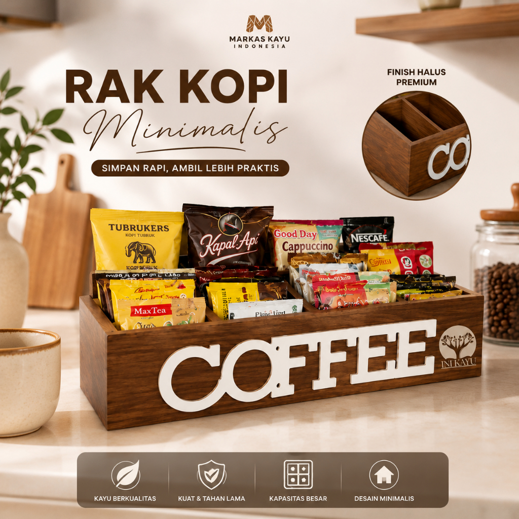 Rak Kopi Sachet Rak Coffee Minimalis Dekorasi Rumah