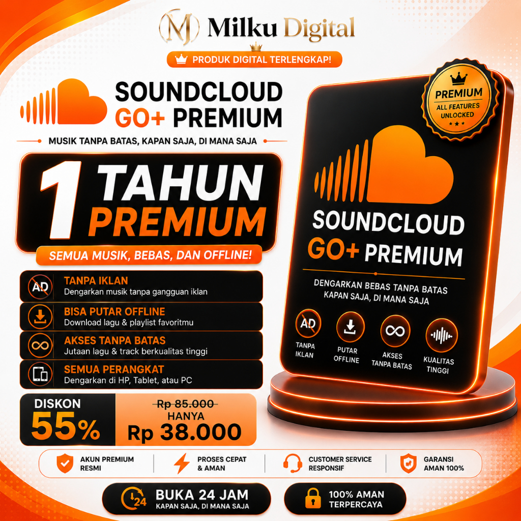 SoundCloud Go+ Premium 1 Tahun Bergaransi Bebas Iklan dan Putar Offline