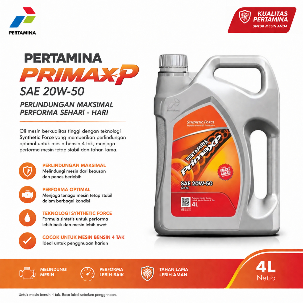 Oli PrimaXp 4 Liter SAE 20W-50 Oli Prima XP 4L SAE 20W-50