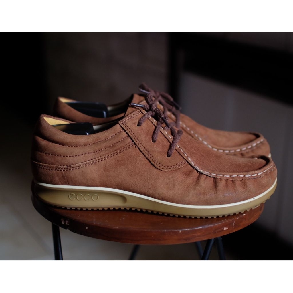 Sepatu Low Boots Ecco Wallabee Leather Brown Kulit Vintage size 43