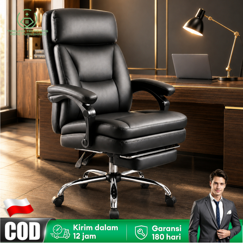 TIMELESS Kursi kantor Kursi sofa Kursi Bos Kursi Bos Kulit Premium Ada Pedal Kaki Kualitas Tinggi