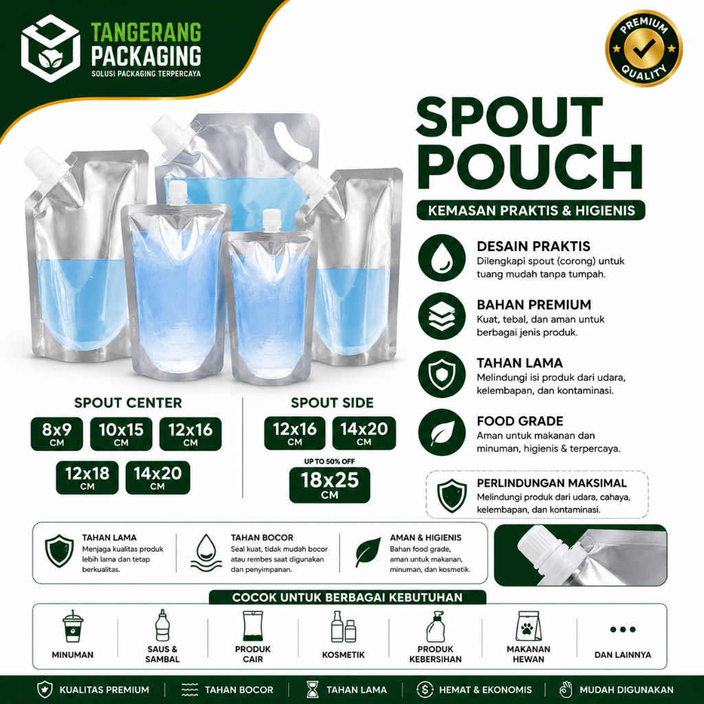Spout Bag Bening | Standing Pouch Spout Kemasan Minuman Praktis FoodGrade