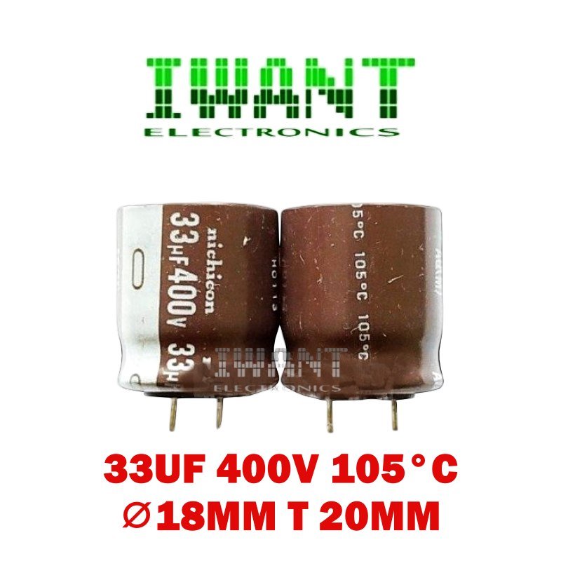 ELCO 33UF 400V 105' NICHICON CAPASITOR ELCO  33UF 400V ELCO 33UF400V KAPASITOR EKCO 33UF 400V 105' N