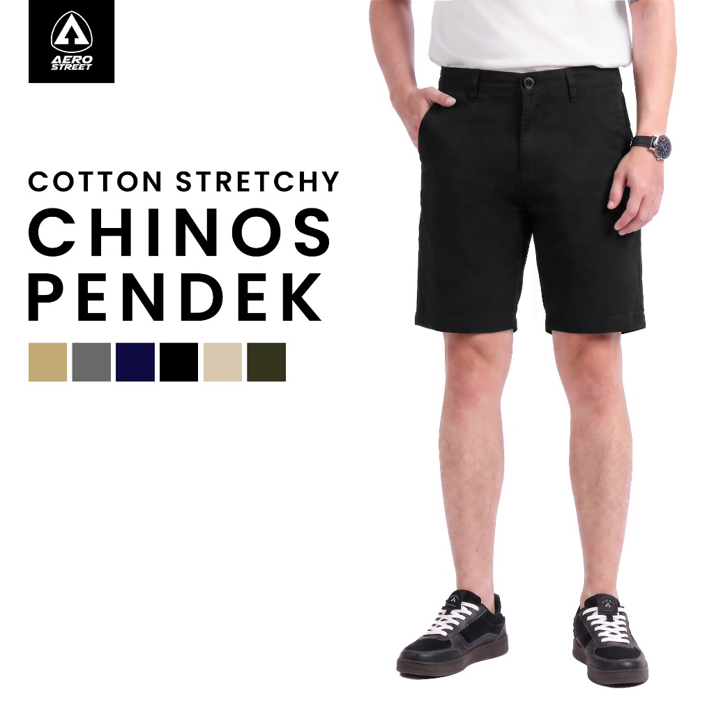 Aerostreet Chinos Pendek Emillio Hitam Celana Pendek Chino EAAAA