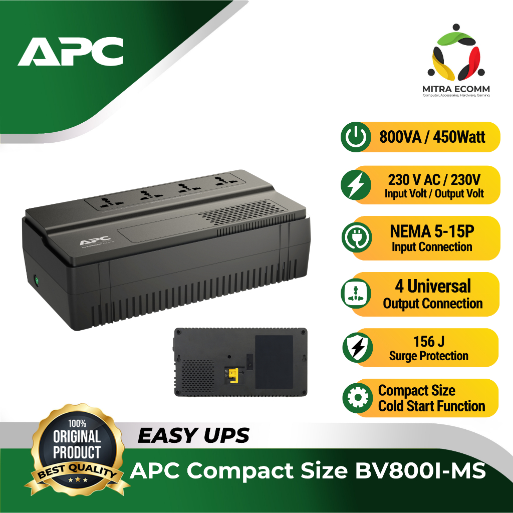 UPS APC BV800I BV-800I-MS 450W 800VA Universal Outlet AVR Surge